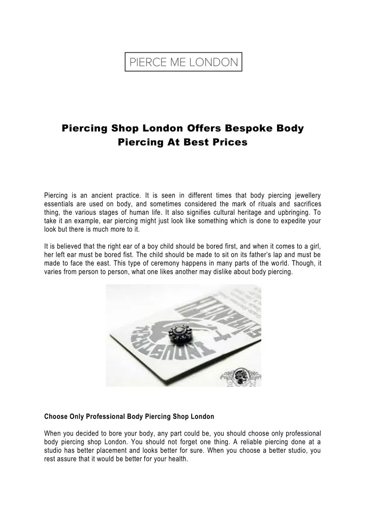 piercing shop london offers bespoke body piercing