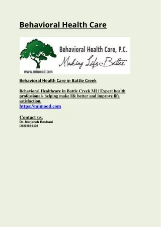 Behavioral Health Care pdf