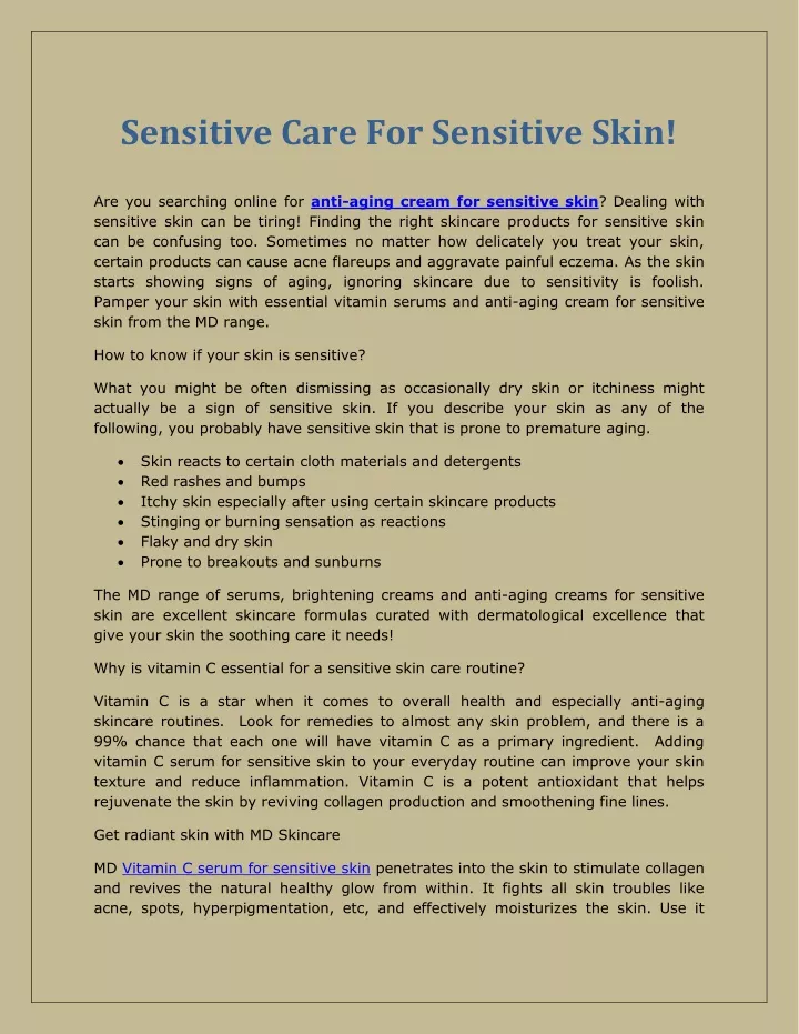 sensitive care for sensitive skin