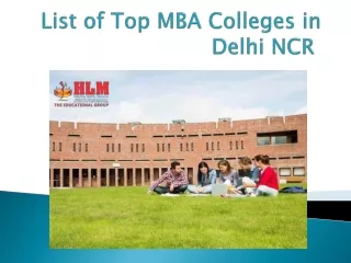 List of Top MBA Colleges in Delhi NCR - HLM Institute