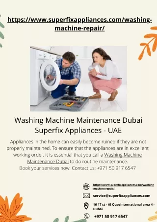 Washing Machine Maintenance Dubai
