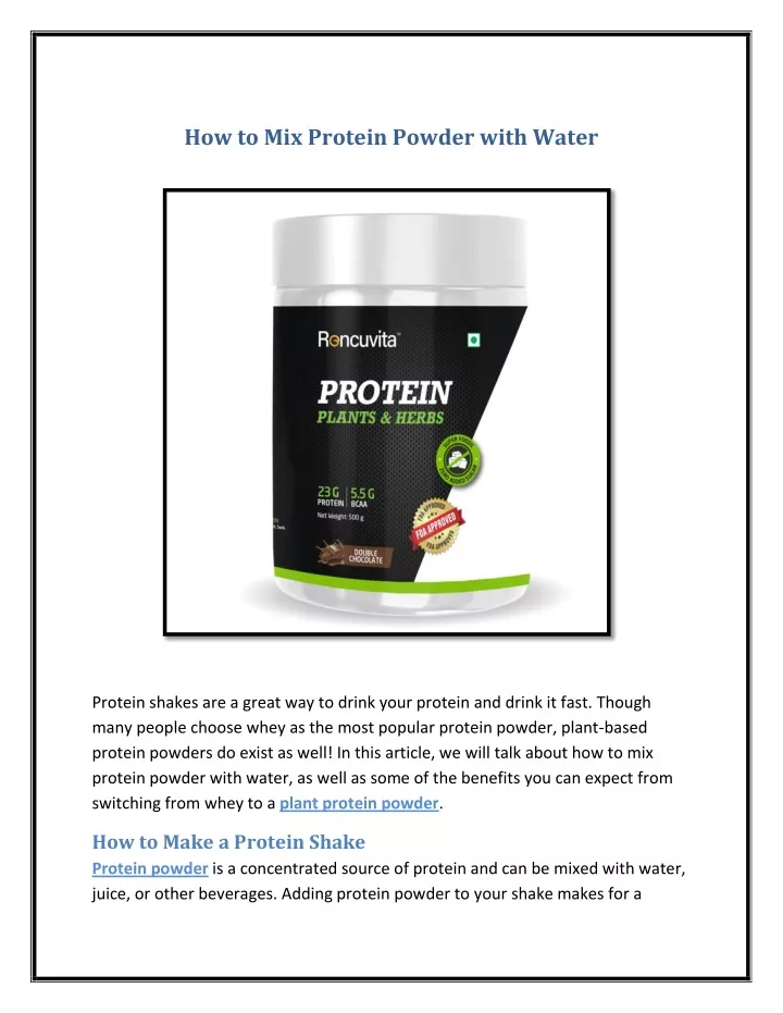 how to mix protein powder with water