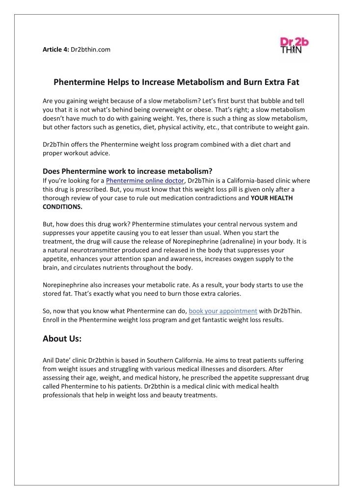 PPT Phentermine Helps to Increase Metabolism and Burn Extra Fat