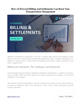 How AI-Powered Billing And Settlements Can Boost Your Transportation Management
