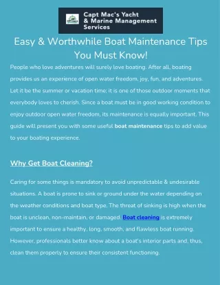 Easy Boat Maintenance Tips You Must Know | Capt Mac Marine