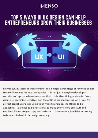 Top 5 Ways UI UX Design Can Help Entrepreneurs Grow Their Businesses