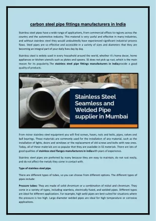 carbon steel pipe fittings manufacturers in India
