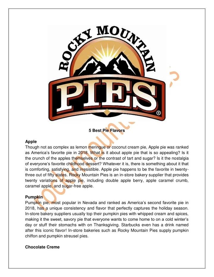 PPT 5 Best Pie Flavors PowerPoint Presentation, free download ID10898242