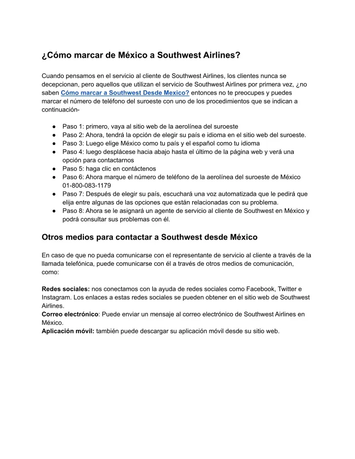 c mo marcar de m xico a southwest airlines