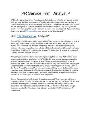 ipr service firm analystip
