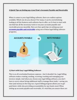 4 Quick Tips on Setting up a Law Firm's Accounts Payable and Receivable