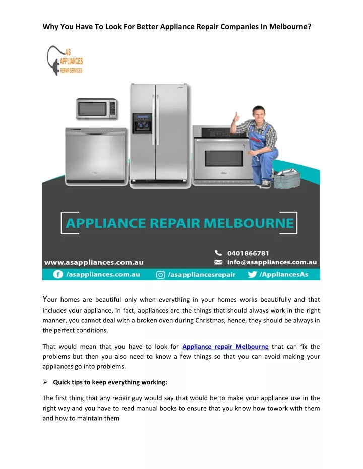 why you have to look for better appliance repair