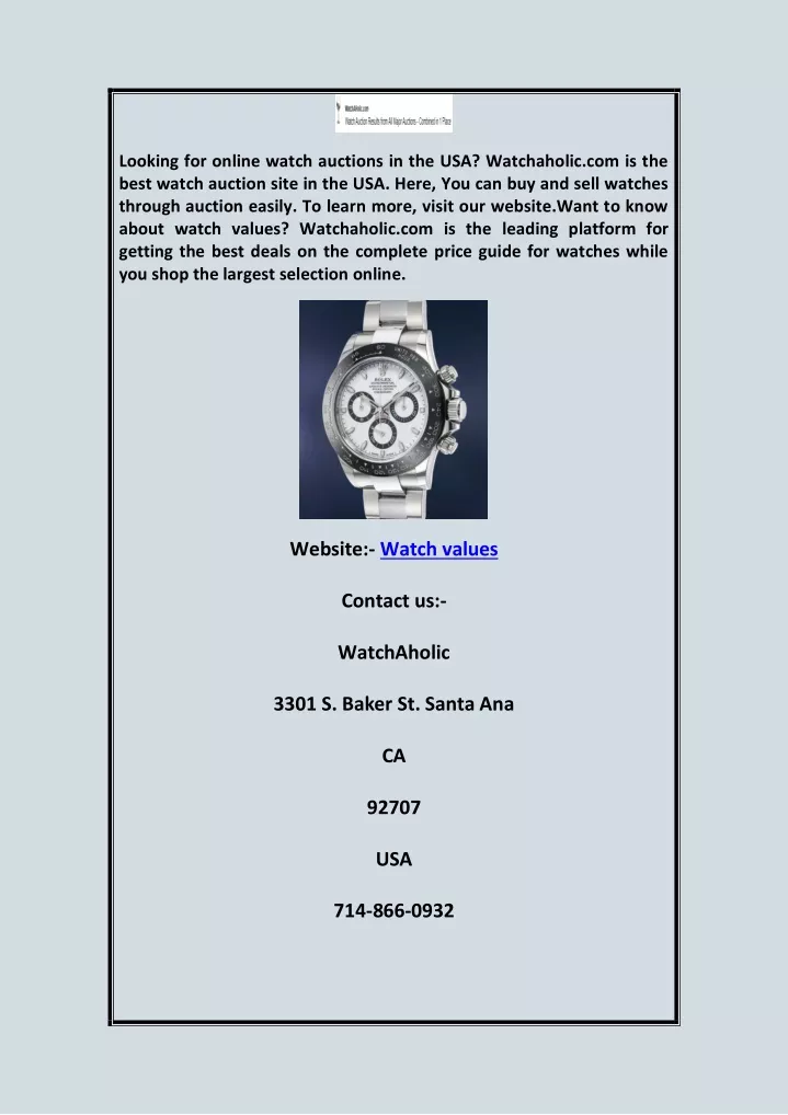 looking for online watch auctions