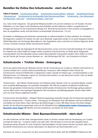 Schuttrutsche - Zum Abtransport Von Bauschutt