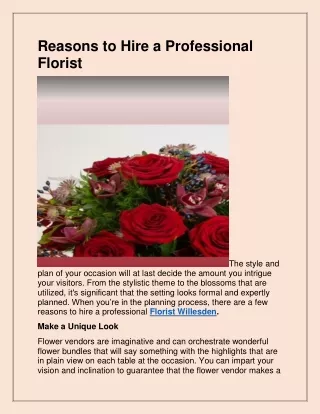 reasons to hire a professional florist