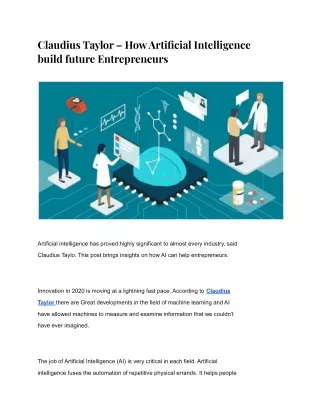 Claudius Taylor – How Artificial Intelligence build future Entrepreneurs