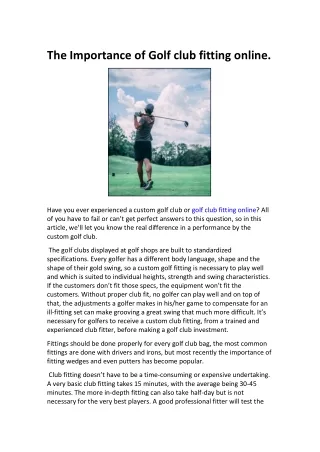 The importance of golf club fitting online