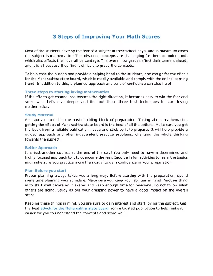 3 steps of improving your math scores