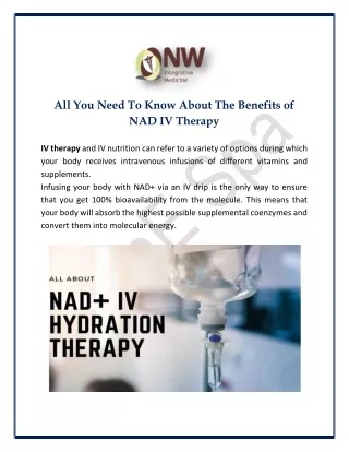 Everything You Need To Know About NAD IV Therapy  In Kennewick
