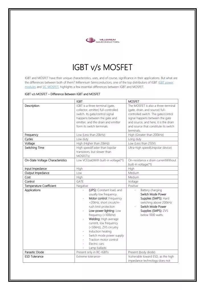 igbt v s mosfet igbt v s mosfet