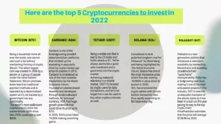 Here are the top 5 Cryptocurrencies to invest in 2021