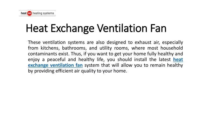 heat exchange ventilation fan