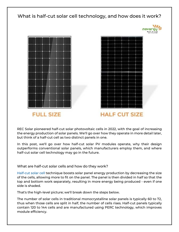 what is half cut solar cell technology