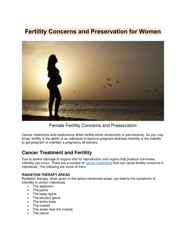 fertility concerns and preservation for women