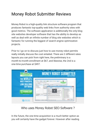 Money Robot Submitter Reviews
