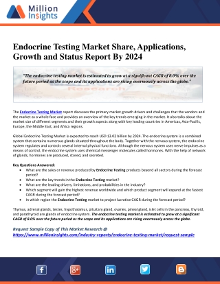 endocrine testing market share applications