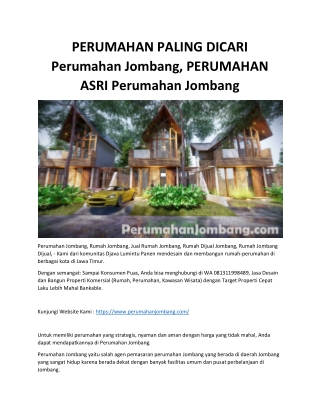 PERUMAHAN PALING DICARI Perumahan Jombang