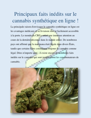 Principaux faits inédits sur le cannabis synthétique en ligne