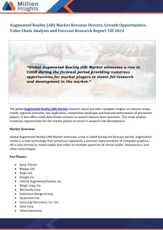 augmented reality ar market revenue drivers