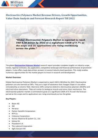 electroactive polymers market revenue drivers