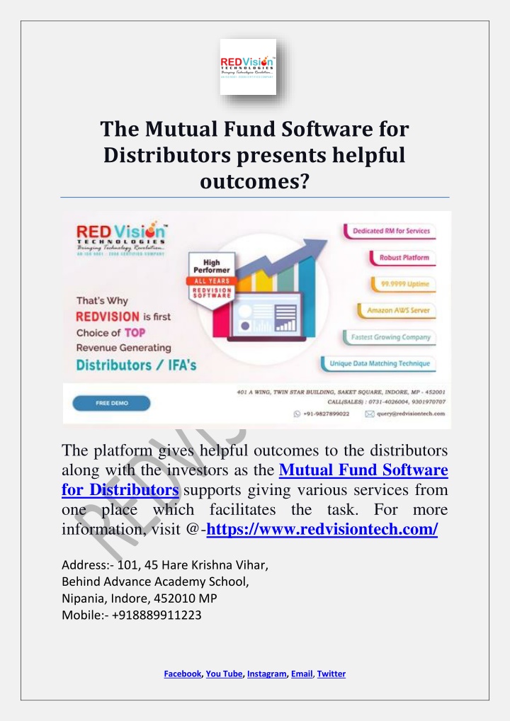 the mutual fund software for distributors