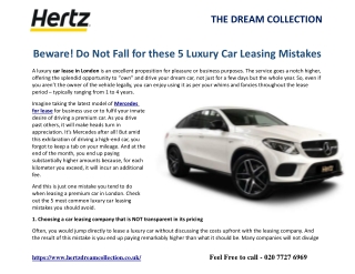 Beware! Do Not Fall for these 5 Luxury Car Leasing Mistakes
