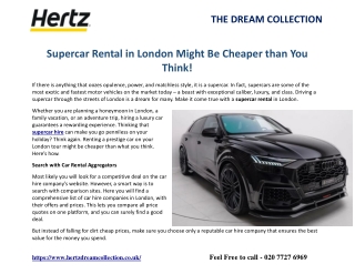 Supercar Rental in London Might Be Cheaper than You Think!
