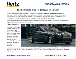 The Secrets to Hire Rolls Royce in London