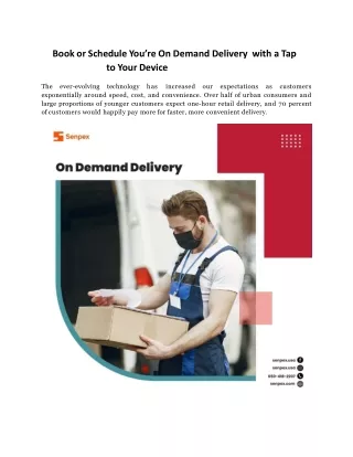 book or schedule you re on demand delivery with