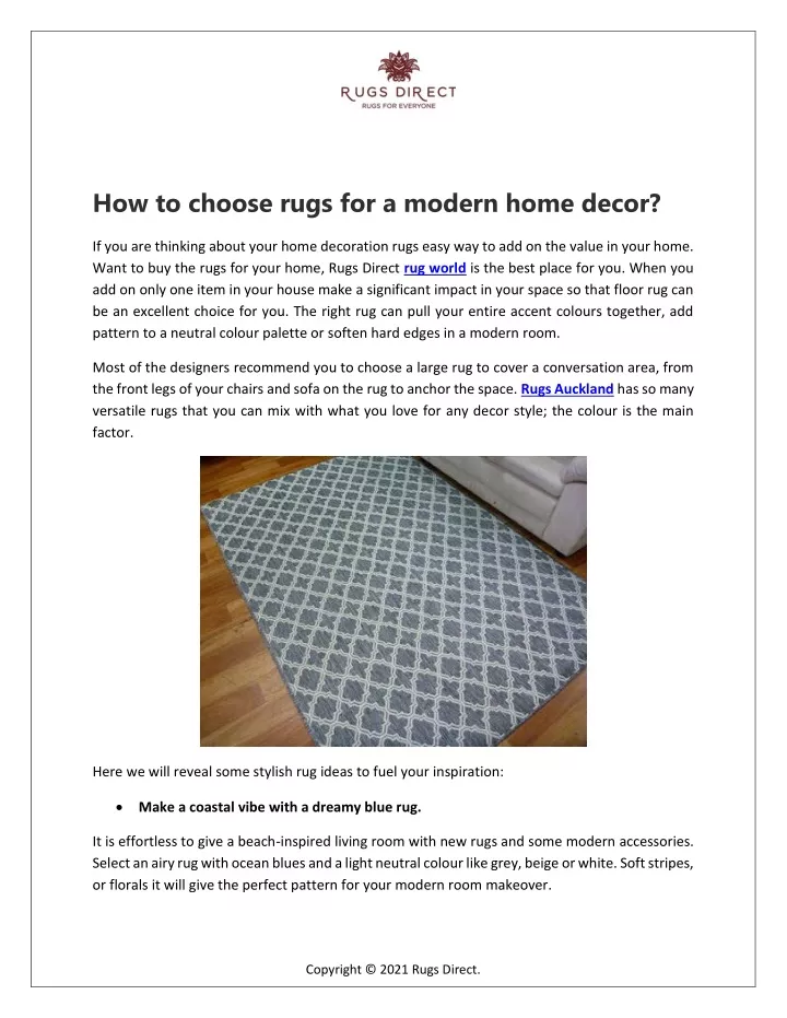 how to choose rugs for a modern home decor