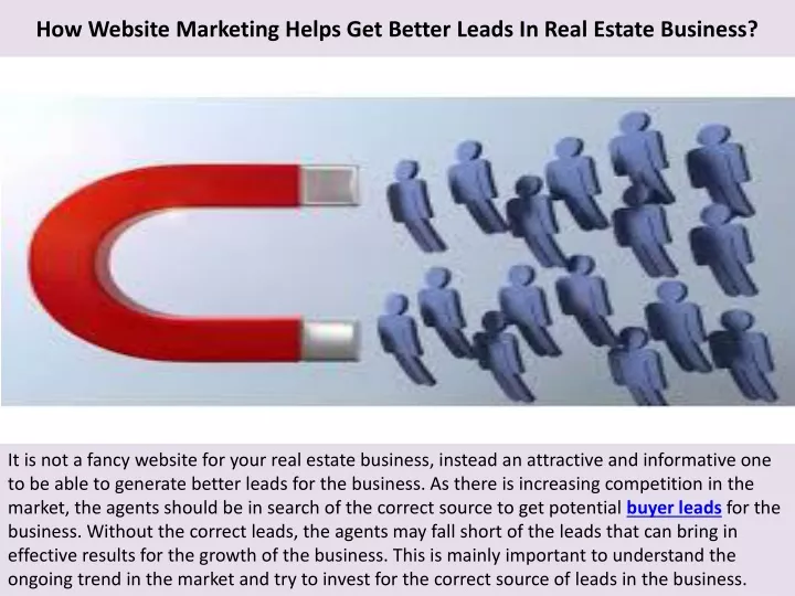 how website marketing helps get better leads in real estate business