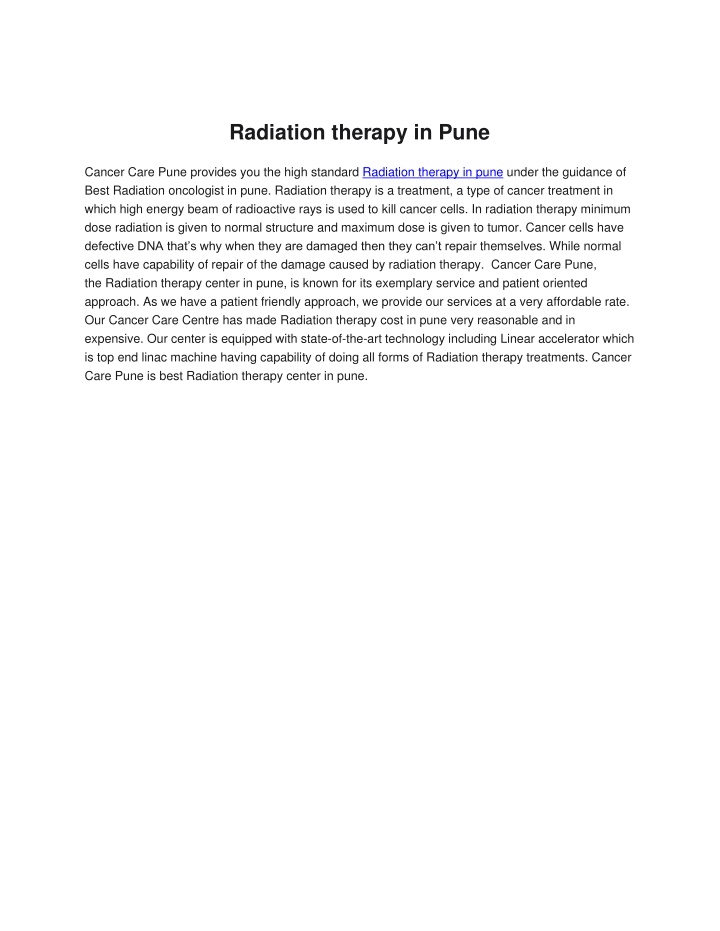 radiation therapy in pune