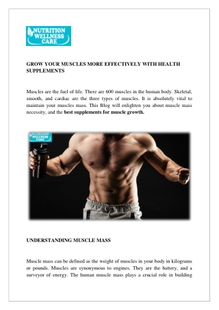 GROW YOUR MUSCLES MORE EFFECTIVELY WITH HEALTH SUPPLEMENTS