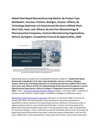 global plant based biomanufacturing market