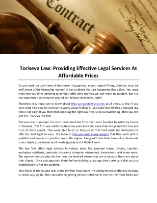Toriseva Law: Providing Effective Legal Services At Affordable Prices