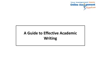 a guide to effective academic writing