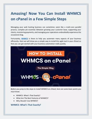 amazing now you can install whmcs on cpanel