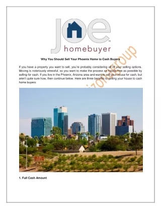 Why You Should Sell Your Phoenix Home to Cash Buyers