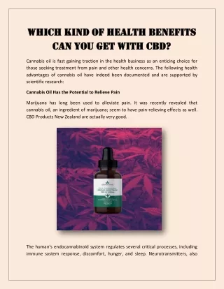 Which kind of health benefits can you get with CBD