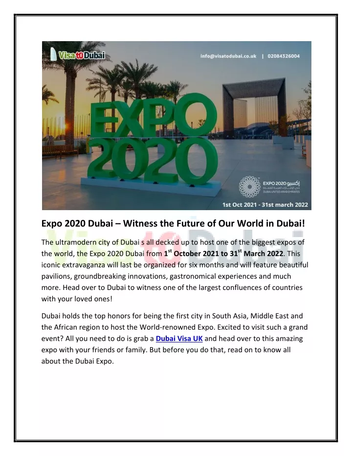 expo 2020 dubai witness the future of our world